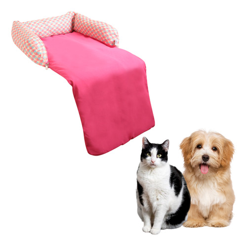 Cama Para Cachorro E Gato Protetora De Sofá Em Poliéster Cor Rosa