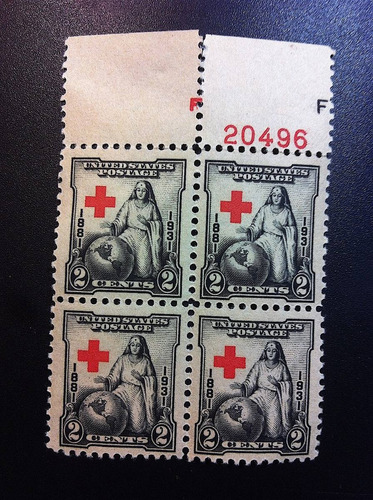 Timbre Eua Estampillas Cruz Roja 1931 Bloque 2¢ Goma Org. Ex