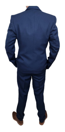 Imagen 5 de 8 de Ambo Traje Hombre Azul Entallado Pantalón Chupin De Calidad