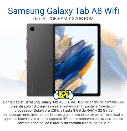 Tablet Samsung Galaxy Tab A A8 SM-X200 10.5" 32GB dark gray y 3GB de memoria RAM