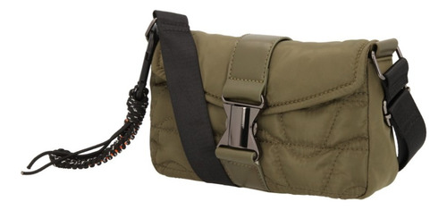 Bolso Crossbody Mujer Verde Militar 873-07 Color Verde Oscuro Correa De Hombro Verde Oscuro Diseño De La Tela Liso