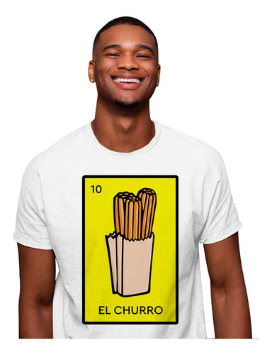 Camisa Hombre Estampada Cartas De Loteria El Churro