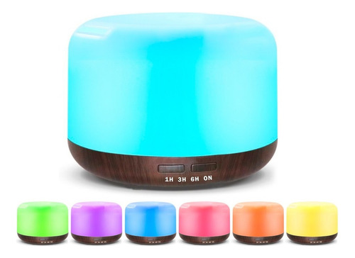 Humidificador Vaporizador Aromaterapia Luz Rgb Temporizador Color Marrón Oscuro