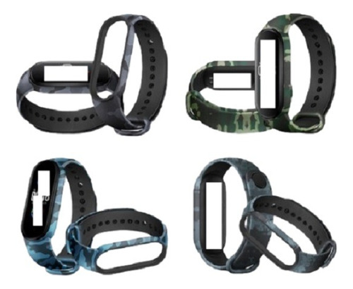 Correa Silicona Camufladas Xiaomi Mi Band 5, 6 X 4 Unidades