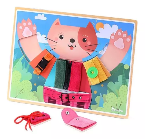 Jogo De Quebra-cabeça Infantil Dress Cat Basic Skills Board