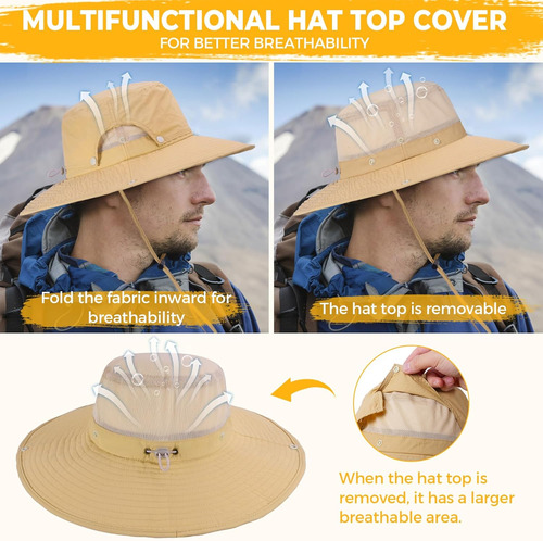 Sombrero De Sol Para Hombre De Ala Ancha, Transpirable, Upf5