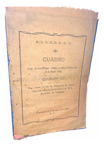 Cuadro Logia Masonica Sinai 78 Masones 1928 Masoneria