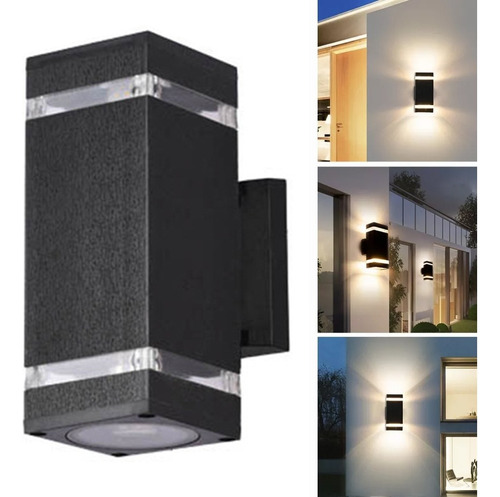 Lamparas De Pared Exterior Focos Led Moderna Luz Negra 2focs