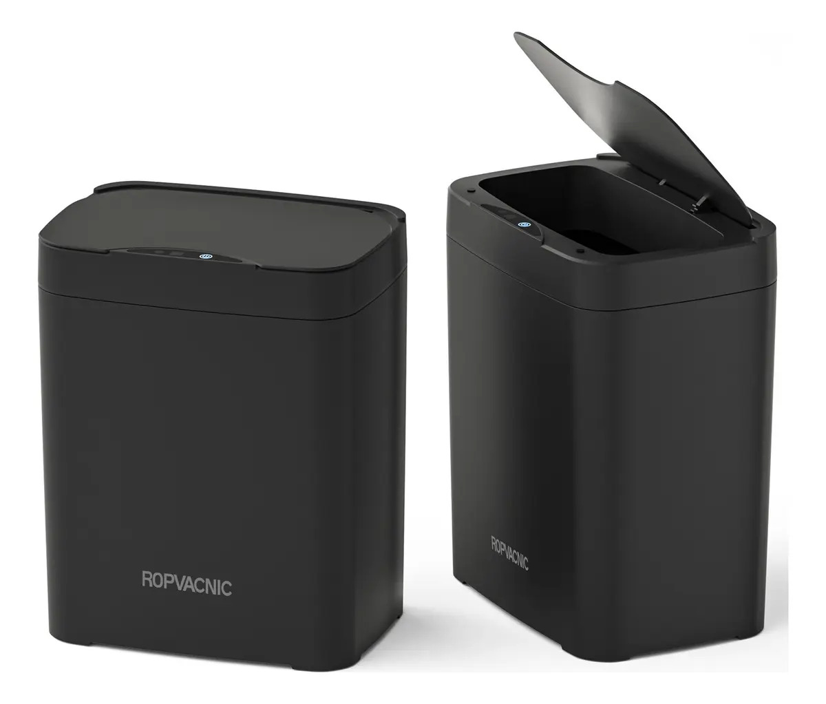 2 PZS Bote De Basura Grande Inteligente Para cocina Baño Con Tapa Sensor Negro