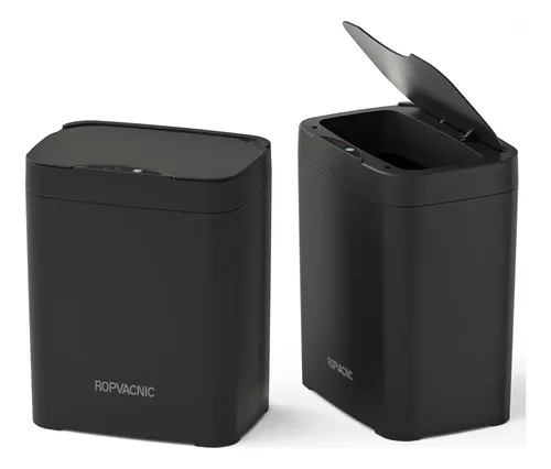 2 PZS Bote De Basura Grande Inteligente Para cocina Baño Con Tapa Sensor Negro