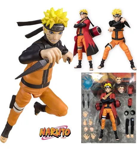 Boneco Naruto Uzumaki 25cm Action Figure Anime Troca Rosto