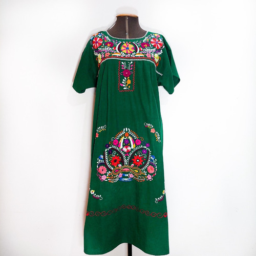 Vestido Mexicano Longo Algodão Bordado A Mão - Varal