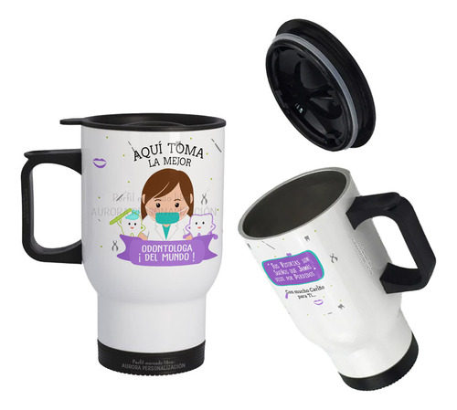 Mug Vaso Termico Viajero Para Carro Mejor Odontologa 01