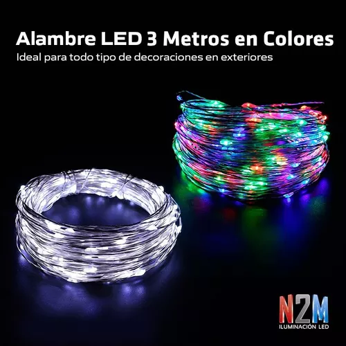 LUZ LED ALAMBRE DECORATIVO 3M CALIDA/FRIA A PILAS