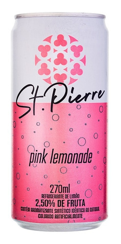 Água Tônica St Pierre Pink Lemonade Limão Rosa Lata 270ml