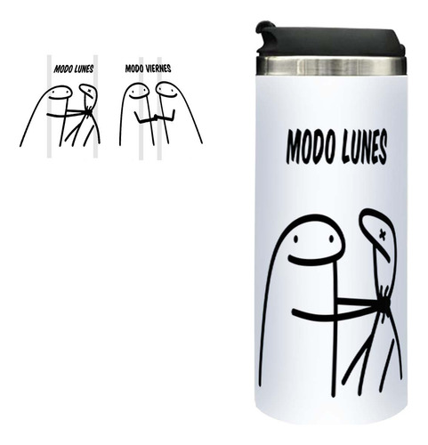 Termo Lata, Flork, Modo Lunes Modo Viernes, Meme, 450ml