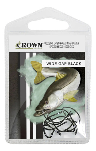 Anzol Crown Wide Gap Black N° 3/0 - Cartela C/ 10 Unidades