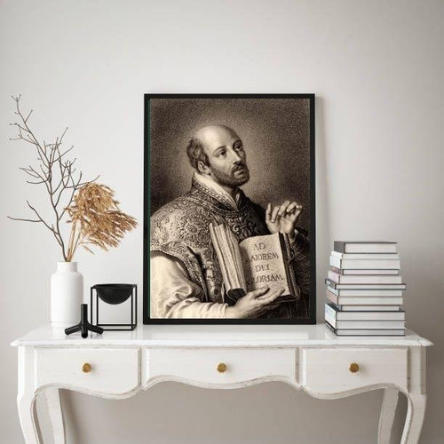 Quadro Decorativo Santo Inácio De Loyola 45x34cm - Com Vidro