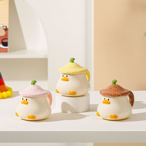 Taza Café Pato Divertida Con Tapa - Vajilla Animales