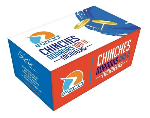 Chinches Doradas Tachuelas Ezco Caja X 100 Unidades