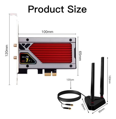 Tarjeta De Red Fenvi Be8800rgb 8774mbps Wifi 7 2,4g/5g/6ghz