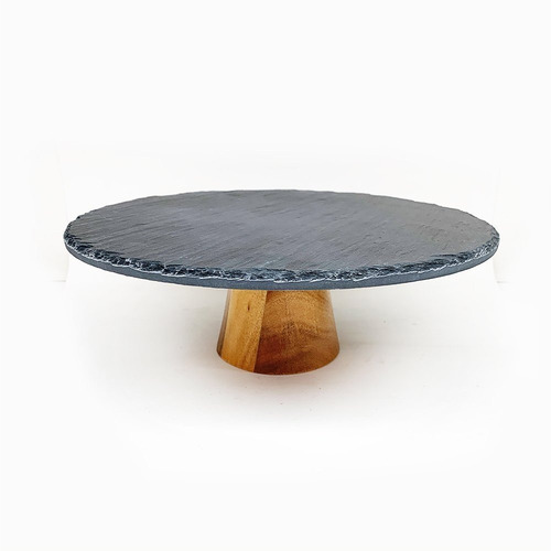 Imagen 1 de 5 de Plato Elevado Posa Torta De Laja Y Acacia