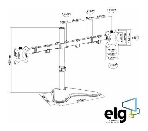 Suporte ELG T1224N de mesa para TV/Monitor de 17" até 32" preto