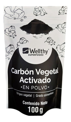 Wellthy Carbon Activado En Polvo Grado Alimenticio 100g Se