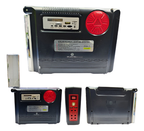 Kit Solar Portátil 4 Focos, Radio Fm Bluetooth Y Lámpara