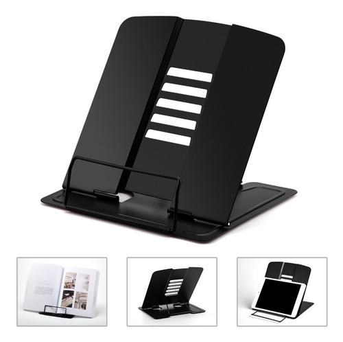 Imagen 3 de 9 de Soporte De Metal Portátil Ajustable Para Libro, 5 Ángulos