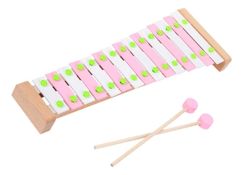 Xilófono De 15 Tonos, Iluminación Con Marco De Madera Rosa