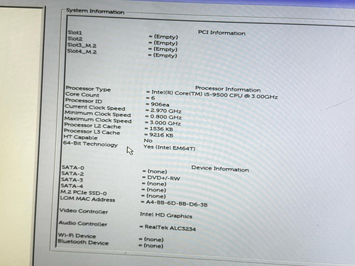 Cpu Dell 5070 Core I5 9na 16gb 128ssd Win11 22puLG Pro 9th (Reacondicionado)
