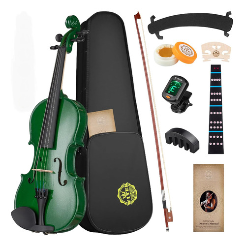 Violín Marca Witek De 4/4 Verde Con Su Estuche Y Accesorios 