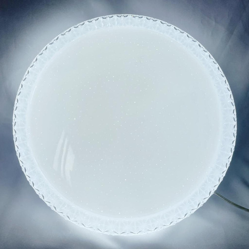Plafon Acrílico Redondo Brilhante Led Tipo Cristal 3 Cores M Estrutura Branco 110v/220v