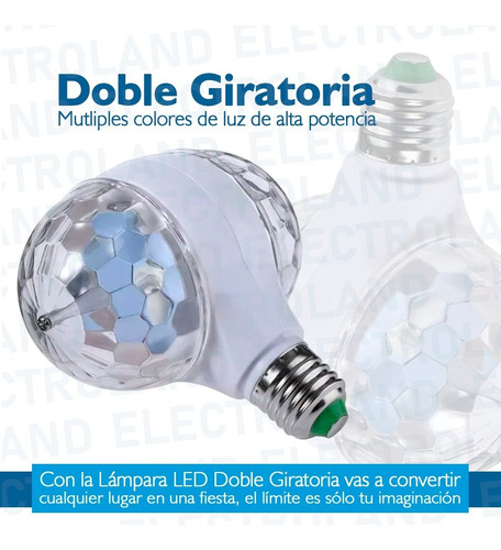 Imagen 2 de 10 de Lampara Led Giratoria Doble 3 Colores Bolichera Foco Led
