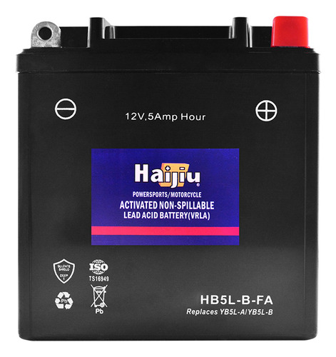 Batería Moto Haijiu Hb5l-b-fa Agm  Gel Libre Mantenimiento.