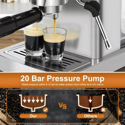 Homtone Máquina de café expreso de 20 bares, máquina de café expreso de  acero inoxidable con espumador de leche para capuchino, café con leche