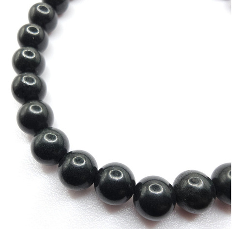 Pulsera De Piedra Natural Shungite Premium 6mmx18cm Color Negro Largo 18 Cm
