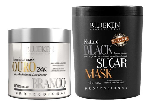 Blueken Máscara Capilar Ouro Branco 500g+ Black Sugar 1kg