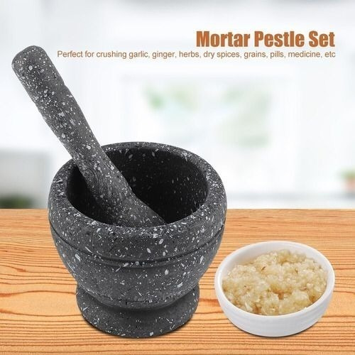 Imagen 4 de 10 de Mortero Moledor Manual Resistente Especias Hierbas Ajo Cocin