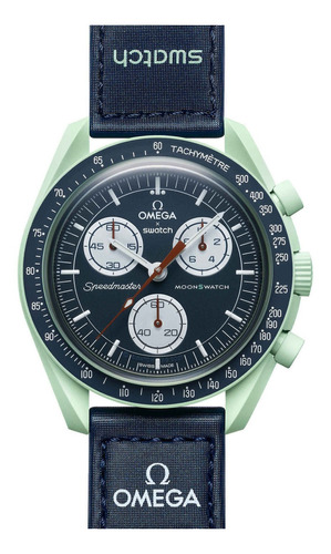 Reloj pulsera Omega x Swatch Mission on Earth con correa de velcro color azul
