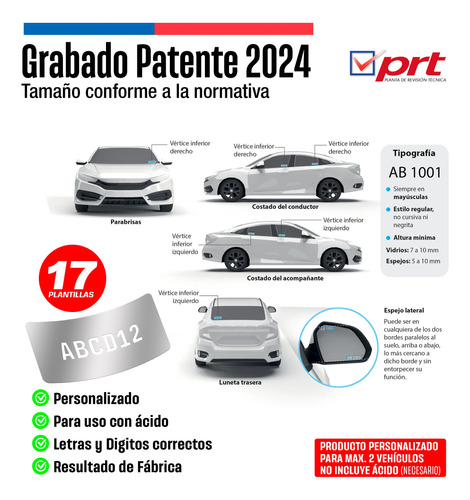 Pantillas Adhesivas Para Grabar Patentes En Vidrios Auto X12