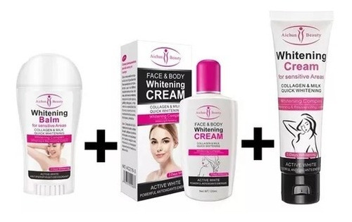 Kit Aclara Crema Blanqueadora Desodorante Crema Corporal 3pz