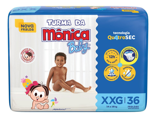 Fralda Descartável Turma da Mônica Baby XXG Pacote 36 Unidades