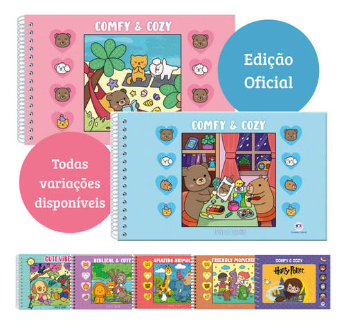 Livro De Colorir Comfy Cozy Bobbie Goods Capa Dura Desenhos Variados Folha Acetato Papel Gramatura 180g Edição Inédita Harry Potter