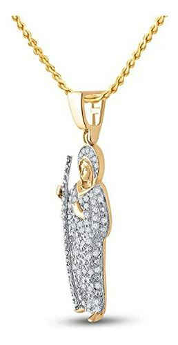 Colgante Diamante Jesús Oro Amarillo 14kt 3/8 Cttw