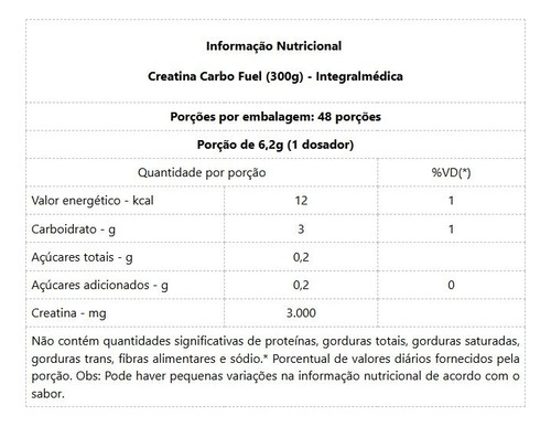 Creatina Carbo Fuel (300g) - Sabor: Sem Sabor Sem Sabor