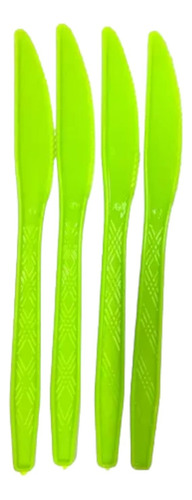 20 Cuchillos De Plastico Para Fiesta Diseño Liso Verde Kiwi