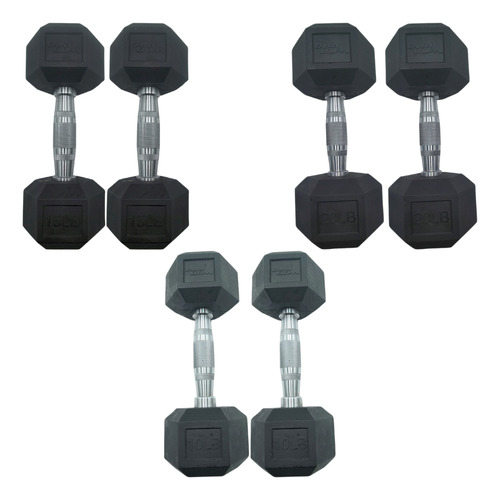 Pack 6 Mancuernas Hexagonales 10,15,20 Lbs Total 45 Kg