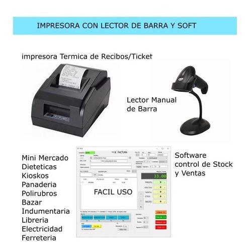 Impresora Termica 58 + Programa Stock   + Lector De Barras 